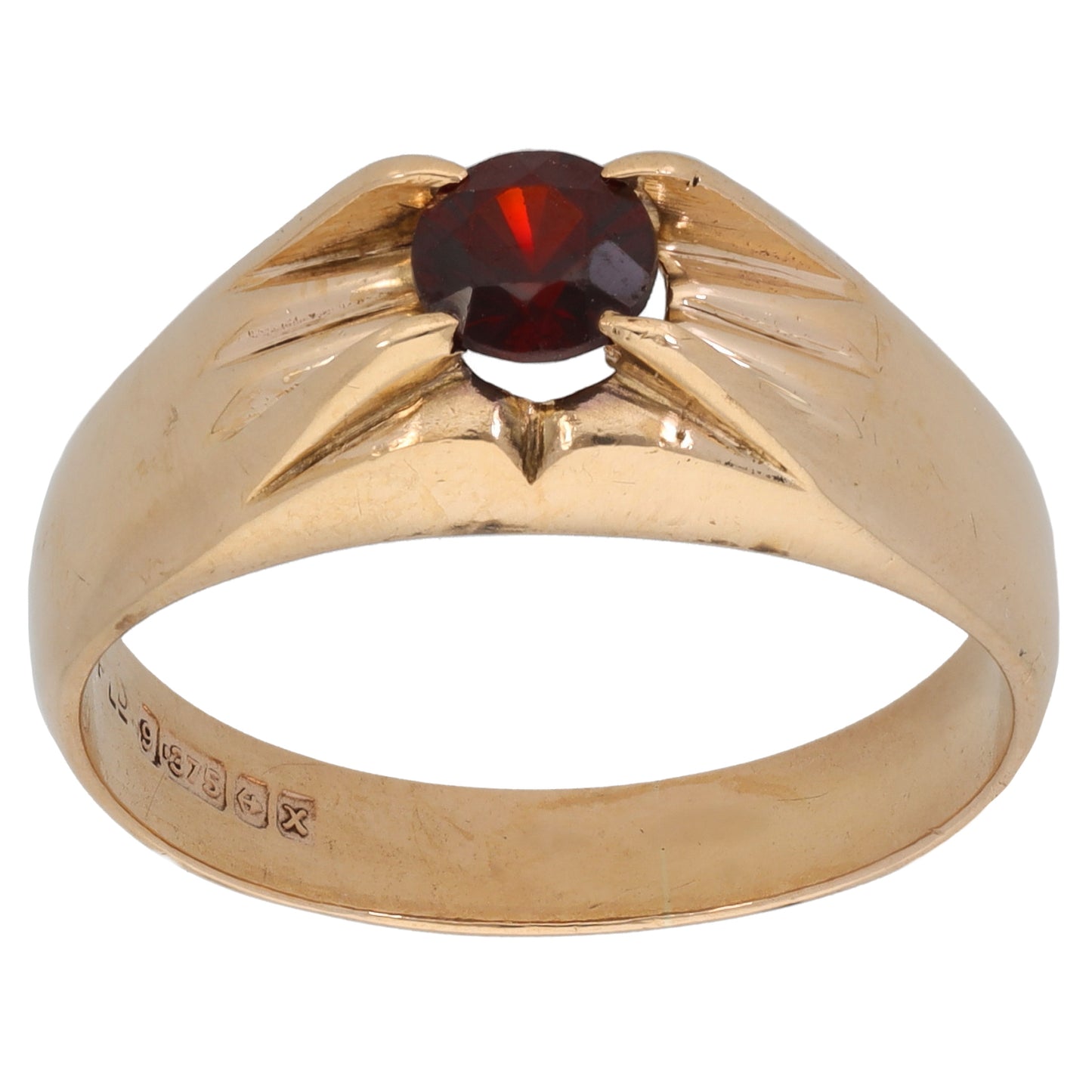 9ct Gold Garnet Single Stone Ring Size T