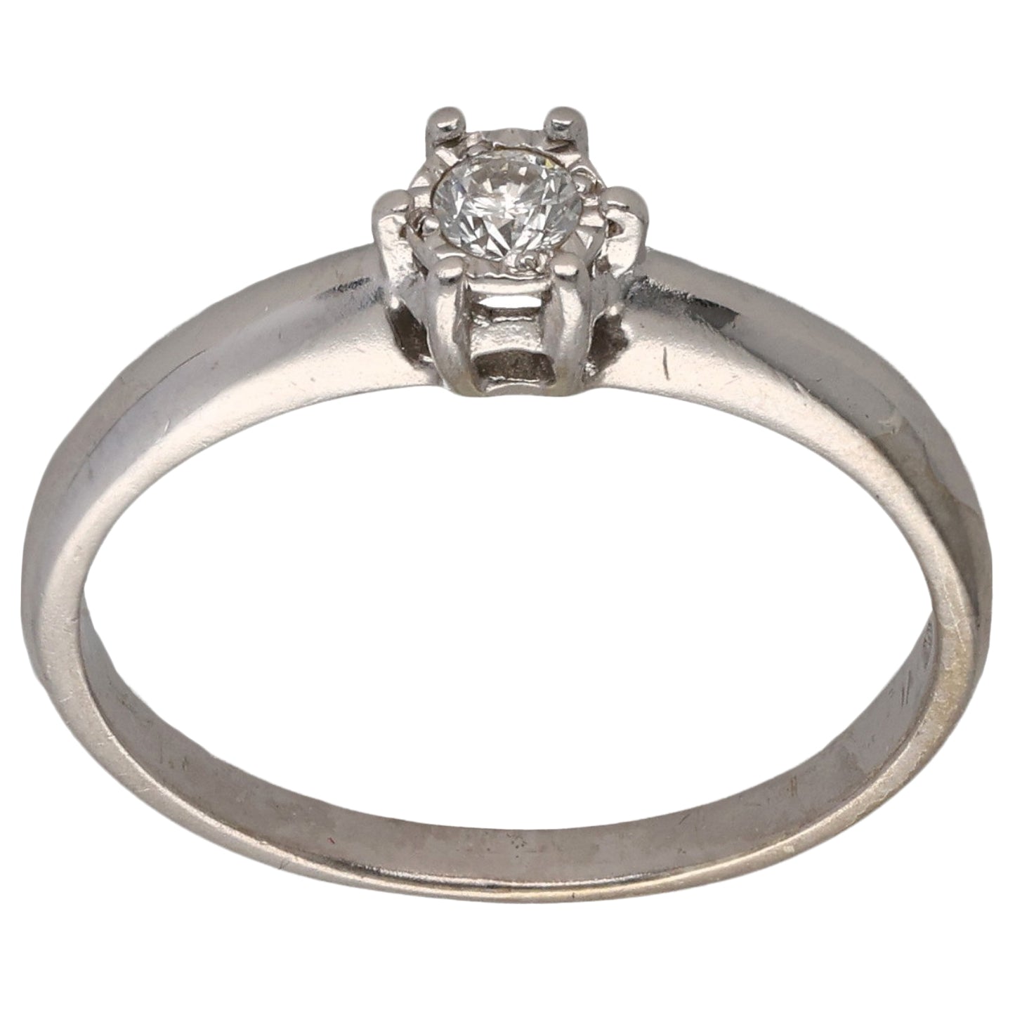 9ct White Gold 0.10ct Diamond Solitaire Ring Size N