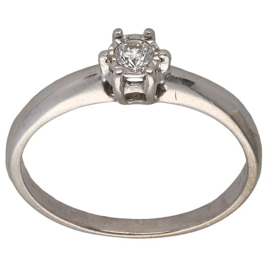 9ct White Gold 0.10ct Diamond Solitaire Ring Size N