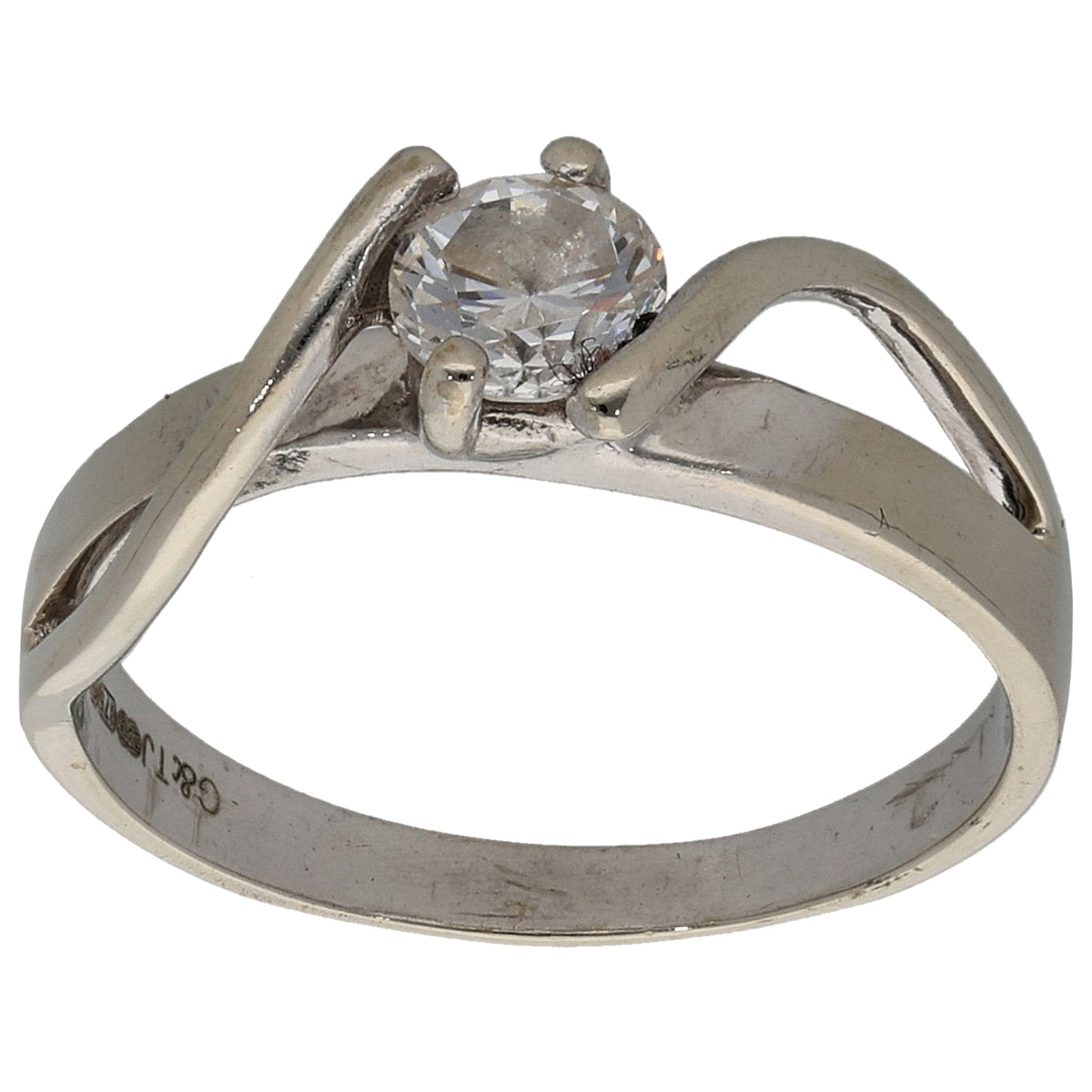 9ct White Gold Cubic Zirconia Single Stone Ring Size N