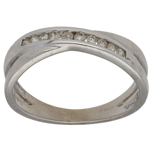 9ct White Gold 0.10ct Diamond Eternity Ring Size N