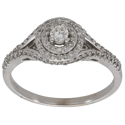 9ct White Gold 0.53ct Diamond Cluster Ring Size Q