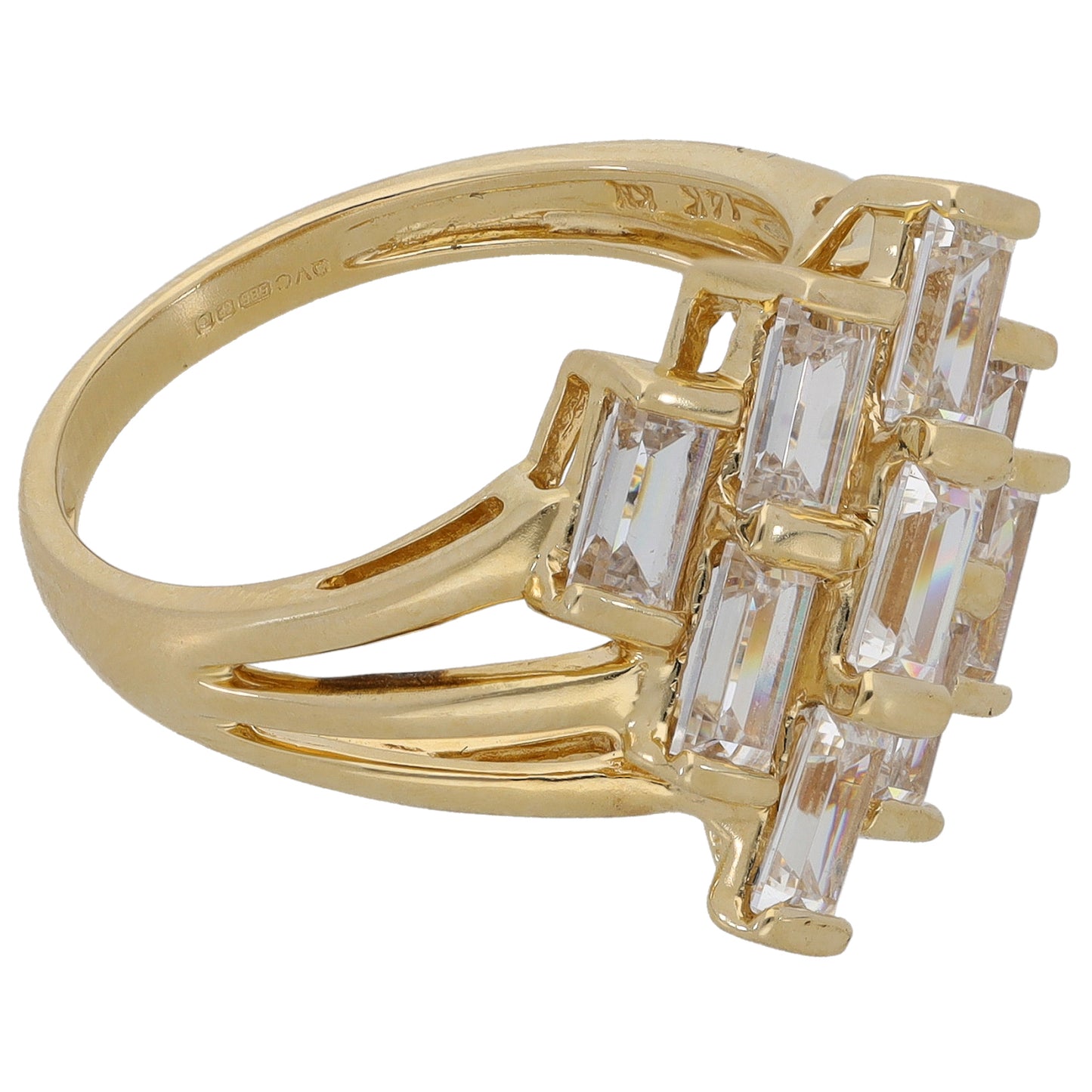 14ct Gold Cubic Zirconia Dress/Cocktail Ring Size P