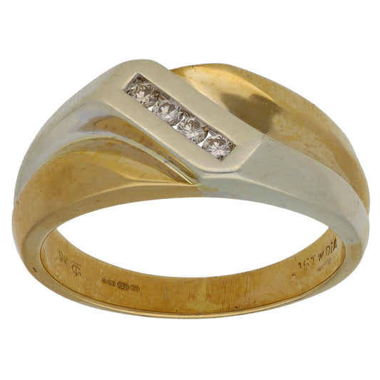 9ct Bicolour Gold 0.12ct Diamond Alternative Ring Size X