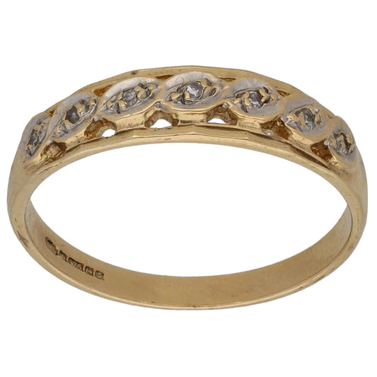 9ct Bicolour Gold 0.035ct Diamond Half Eternity Ring Size O