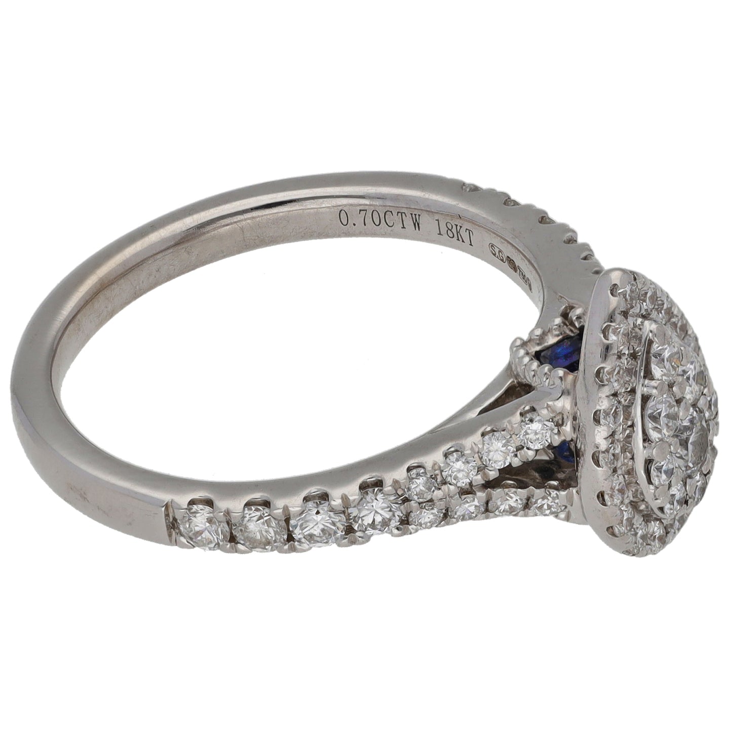 18ct White Gold 0.70ct Diamond & Sapphire Veran Wang Dress/Cocktail Ring Size N