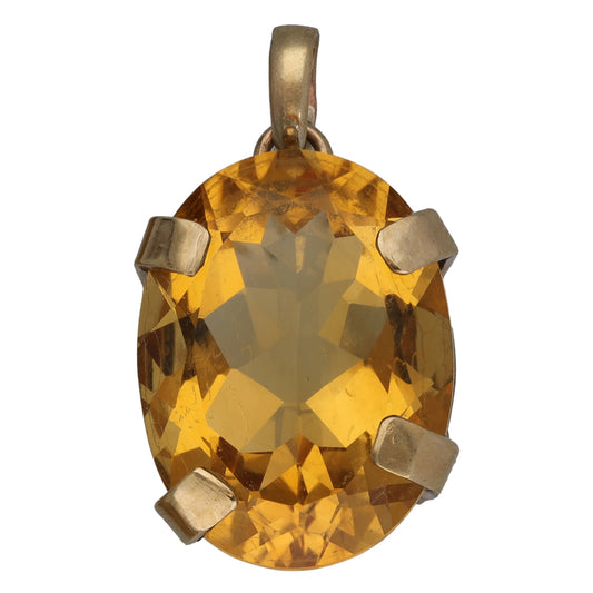 9ct Gold Citrine Single Stone Pendant