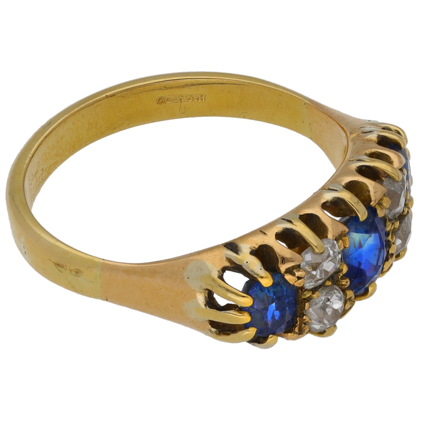 9ct Gold Sapphire & 0.32ct Diamond Dress/Cocktail Ring Size Q