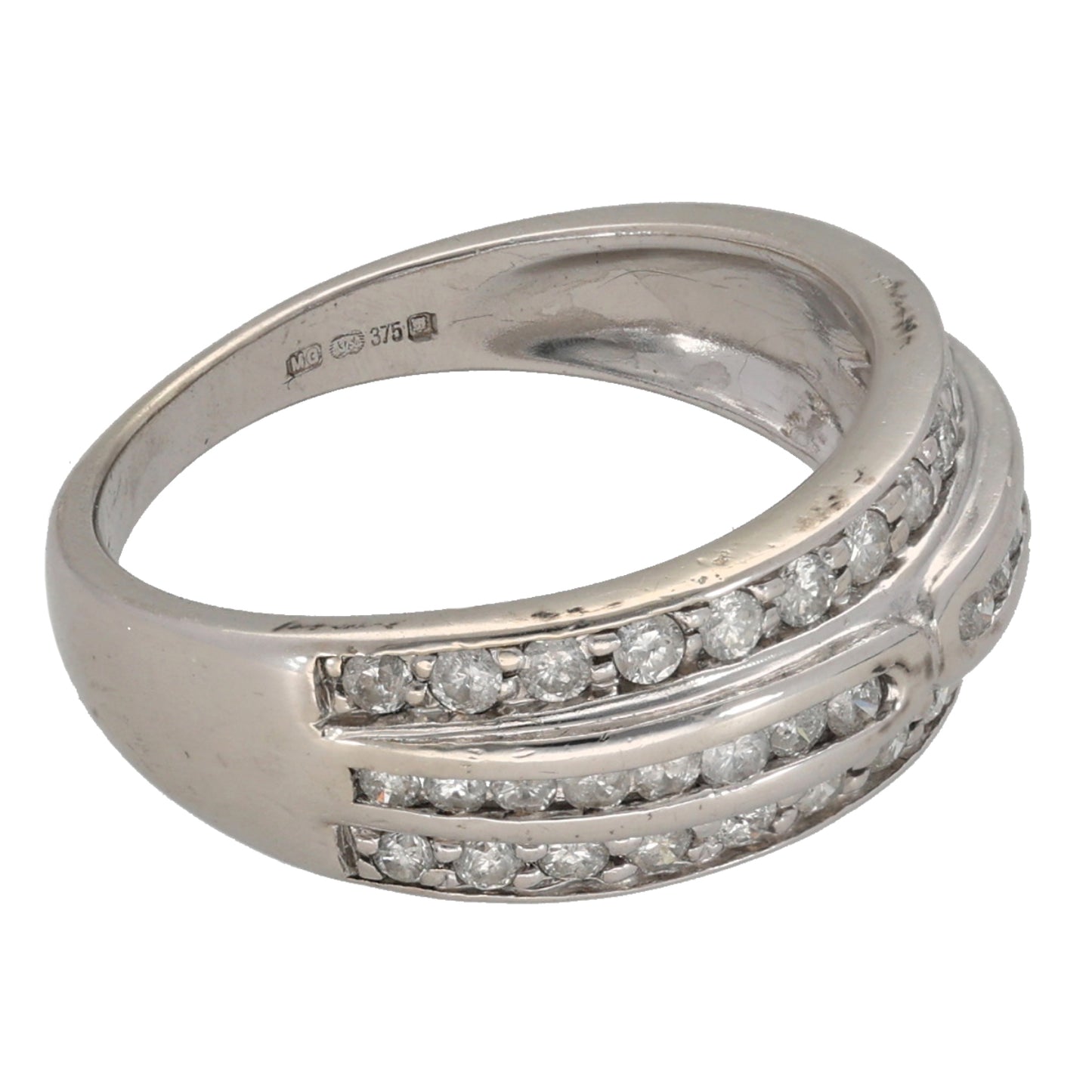 9ct White Gold 0.42ct Diamond Dress/Cocktail Ring Size K