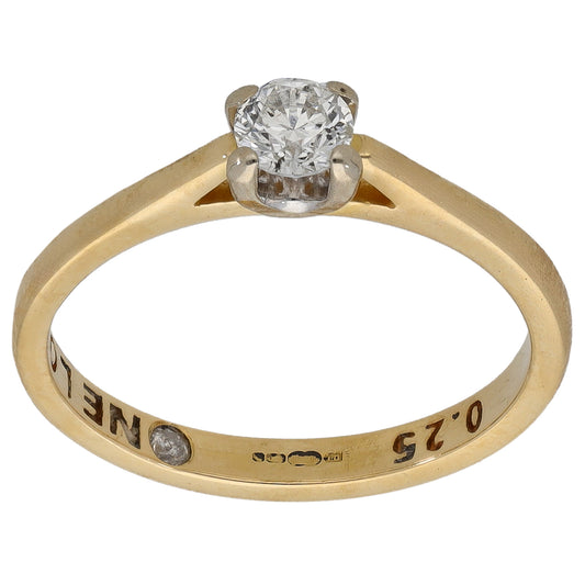 18ct Gold 0.25ct Diamond Solitaire Ring Size K