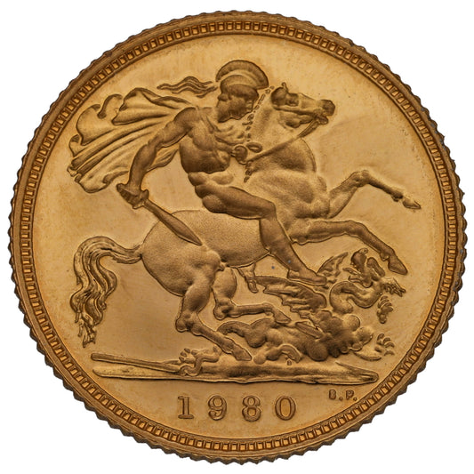 22ct Gold Queen Elizabeth II Half Sovereign Coin 1980