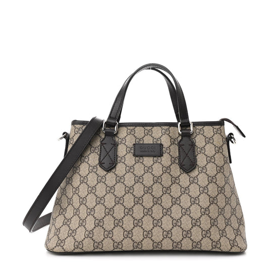 Gucci Small Tote GG Supreme Coated Canvas Bag - Beige & Brown