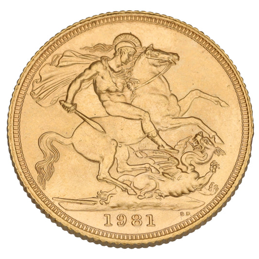 22ct Gold Queen Elizabeth II Full Sovereign Coin 1981