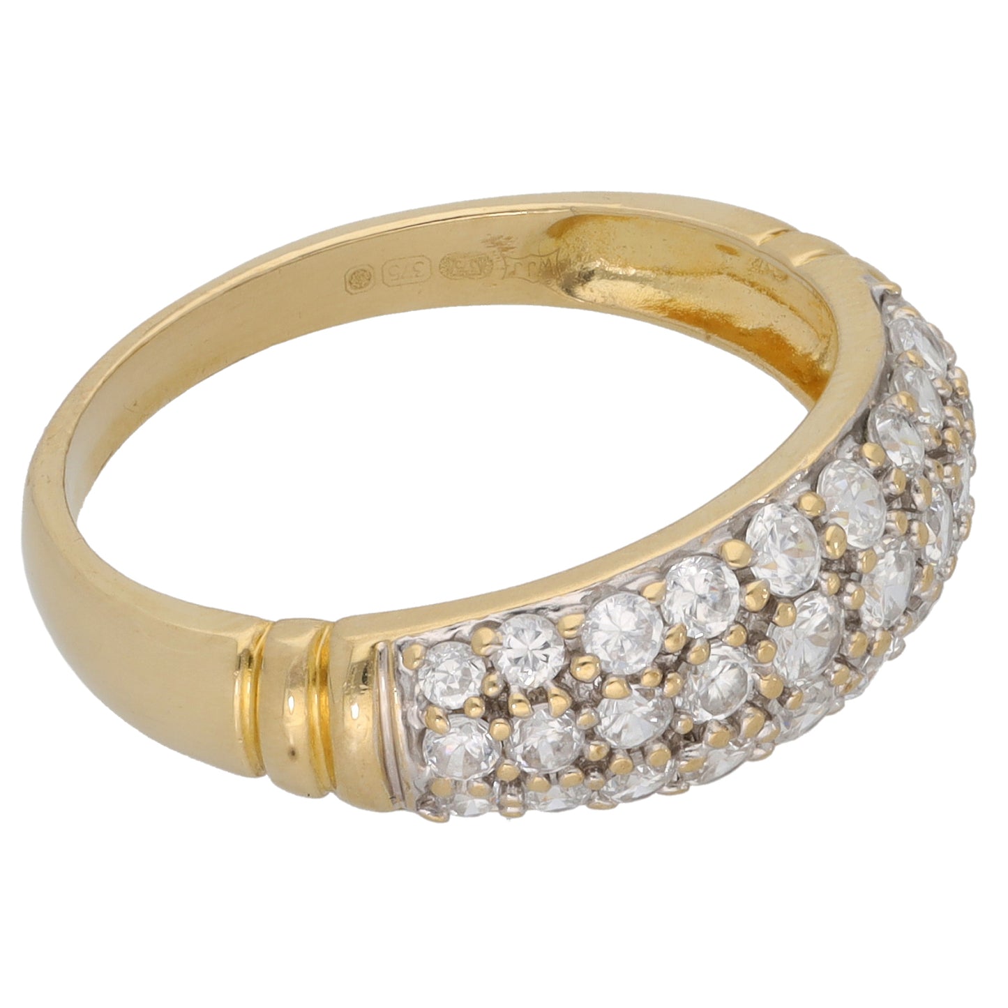 9ct Gold Cubic Zirconia Dress/Cocktail Ring Size R