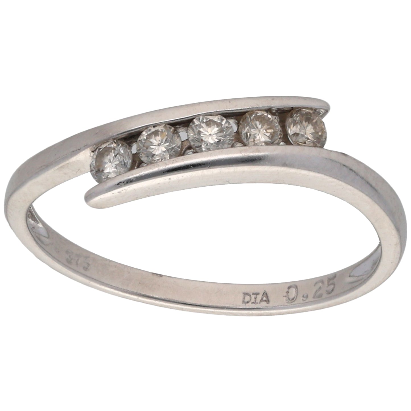 9ct White Gold 0.25ct Diamond Dress/Cocktail Ring Size O