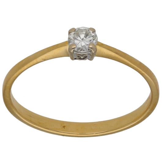 18ct Gold 0.15ct Diamond Solitaire Ring Size M