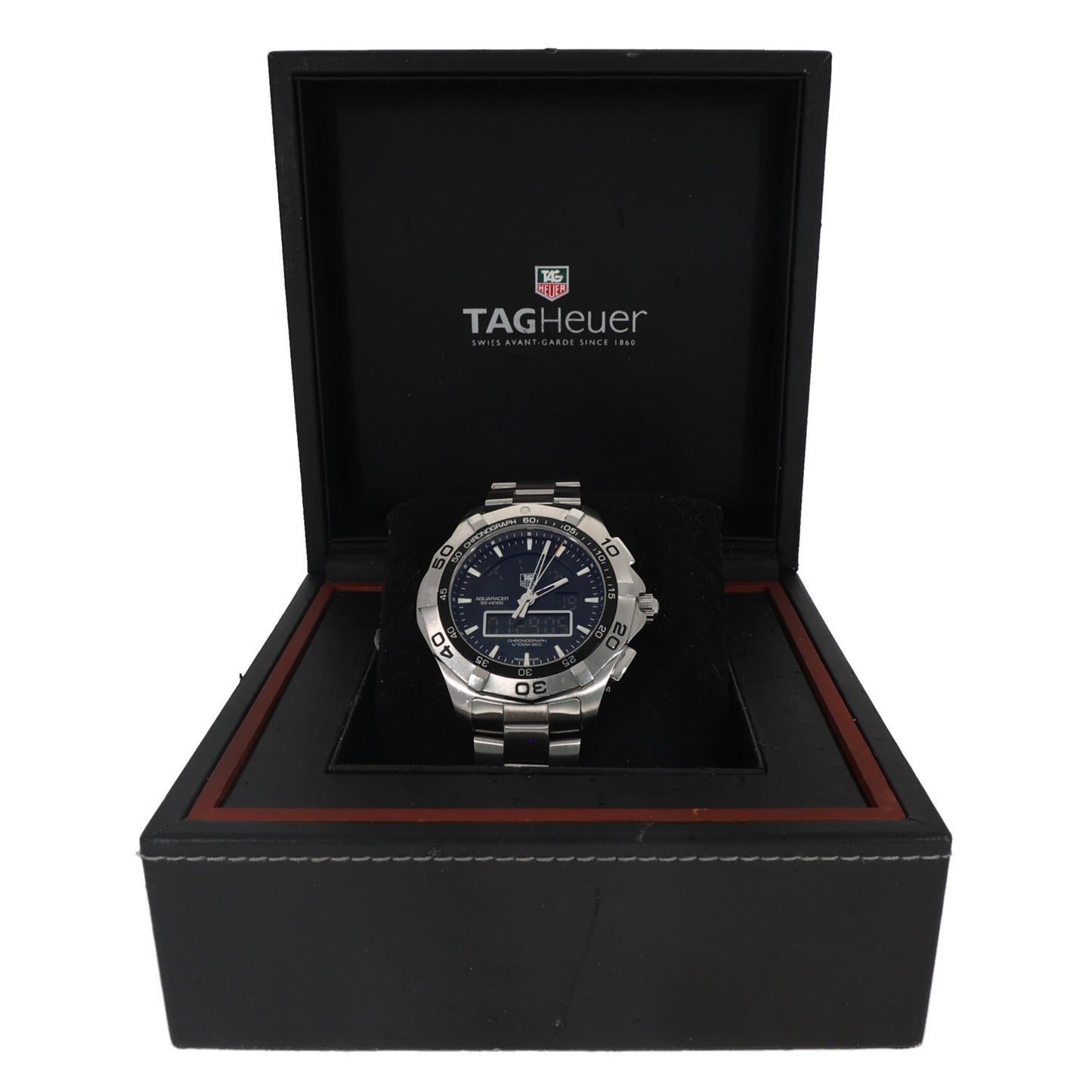Tag Heuer Aquaracer CAF1010, black dial, didgital display, link bracelet, box image