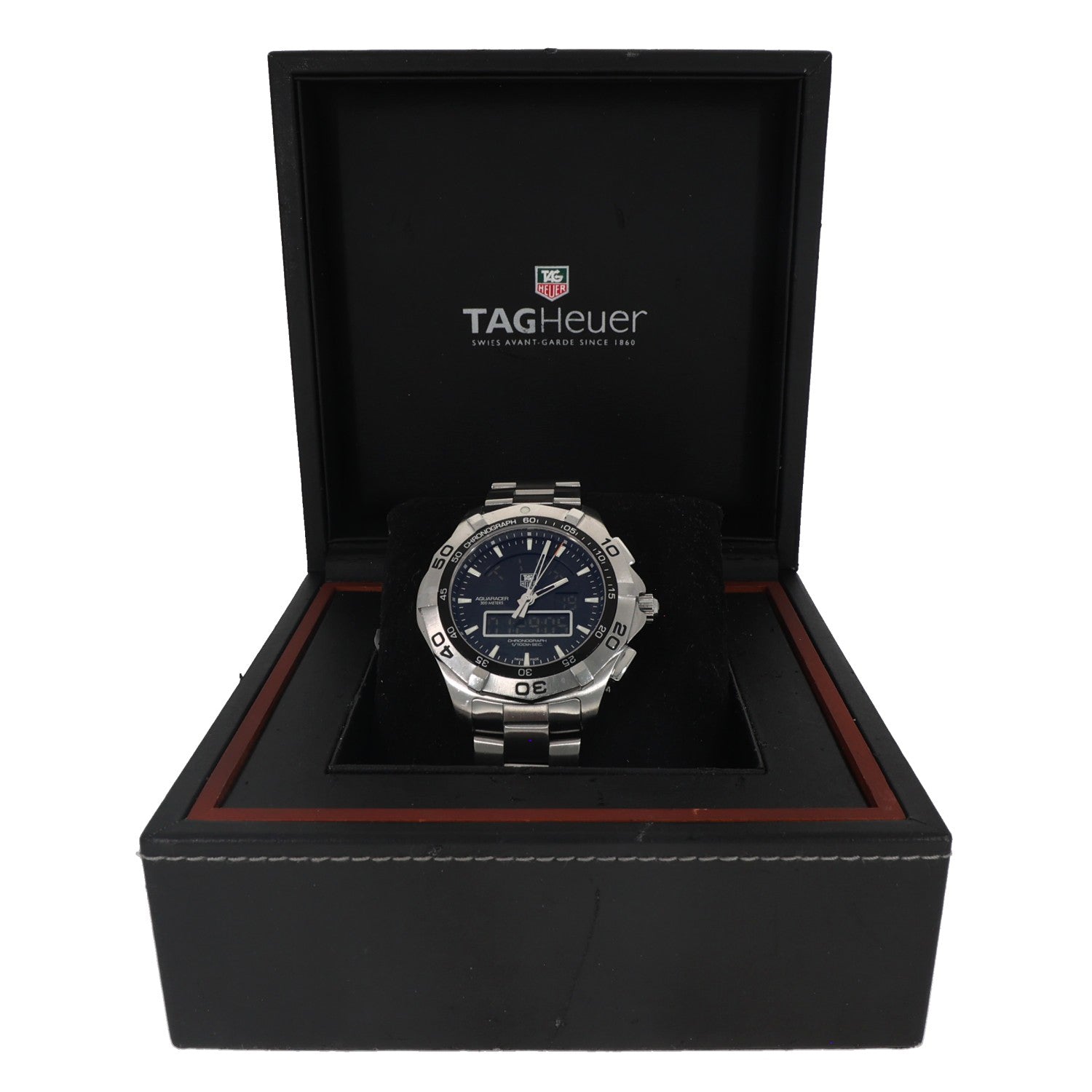 Tag Heuer Aquaracer CAF1010, black dial, didgital display, link bracelet, box image