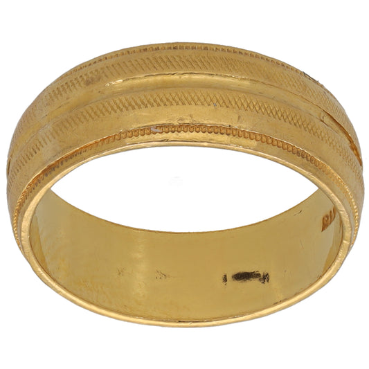 22ct Gold Patterned Wedding Ring Size M