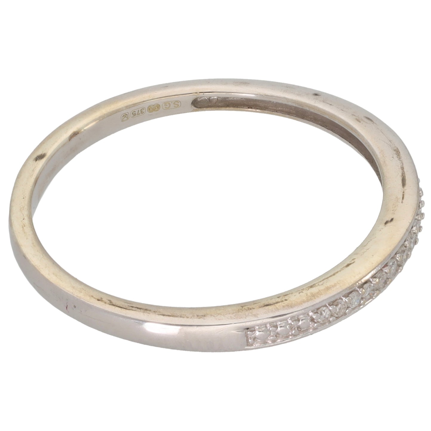 9ct White Gold 0.045ct Diamond Half Eternity Ring Size R