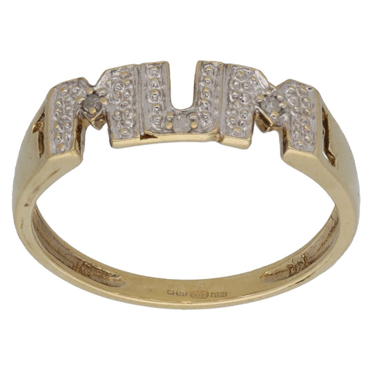 9ct Gold 0.015ct Diamond Mum/Mother Ring Size N