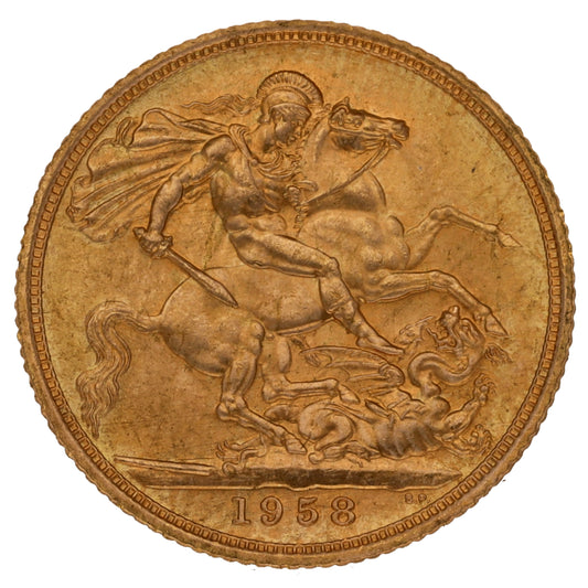 22ct Gold Queen Elizabeth II Full Sovereign Coin 1958