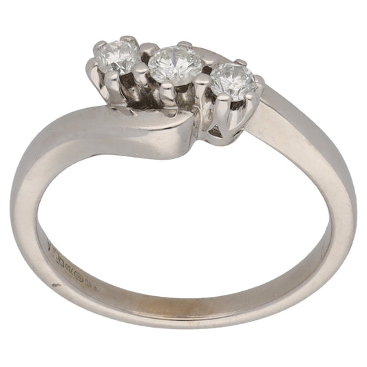 18ct White Gold 0.25ct Diamond Trilogy Ring Size M
