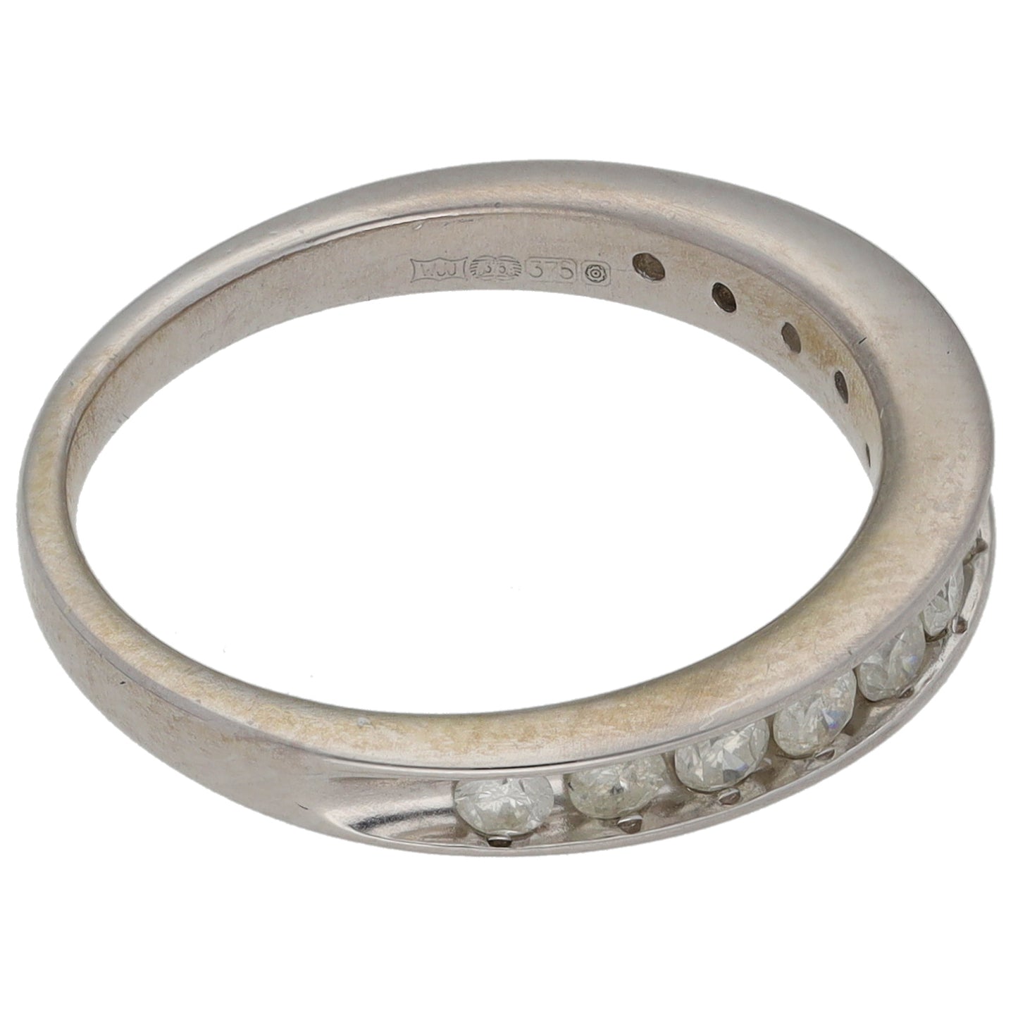 9ct White Gold 0.50ct Diamond Half Eternity Ring Size M