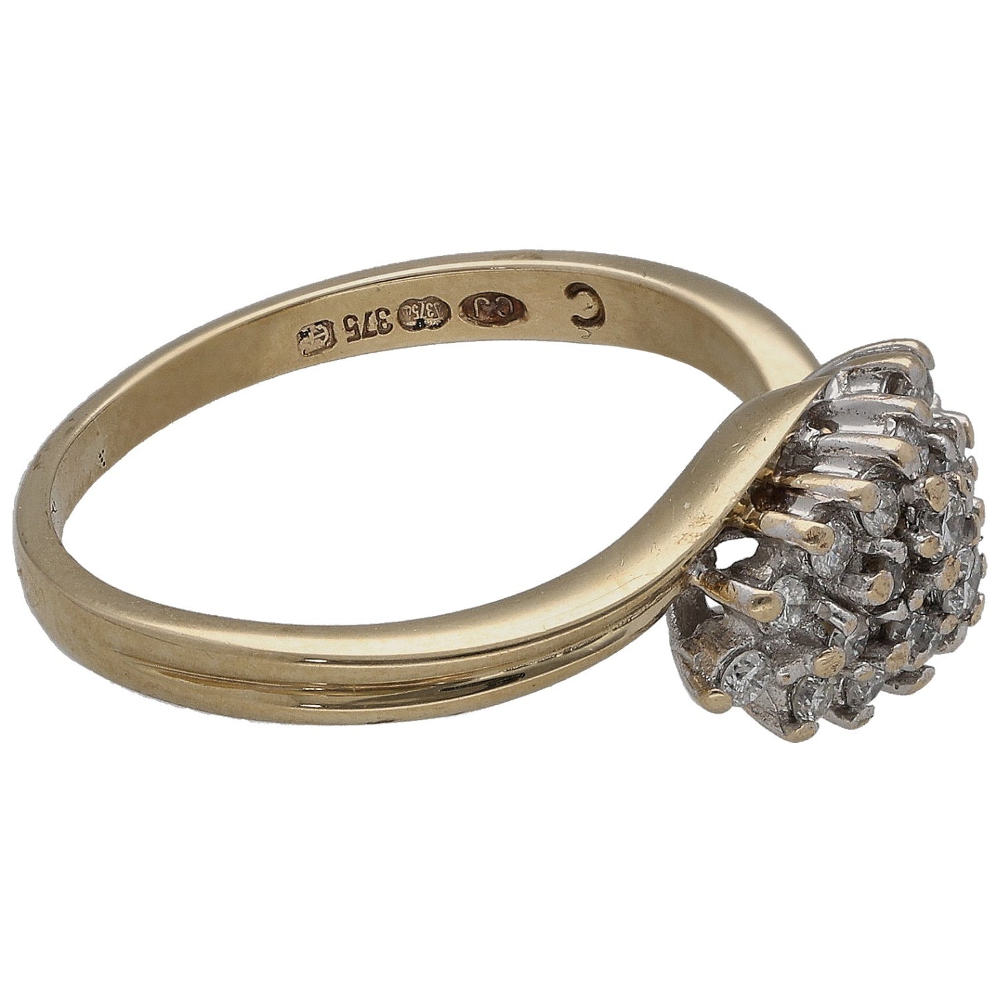 9ct Bicolour Gold 0.22ct Diamond Cluster Ring Size L