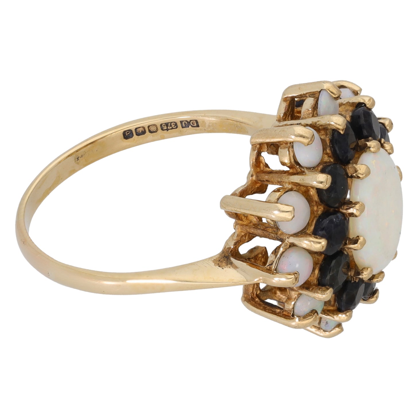 9ct Gold Opal & Sapphire Dress/Cocktail Ring Size P
