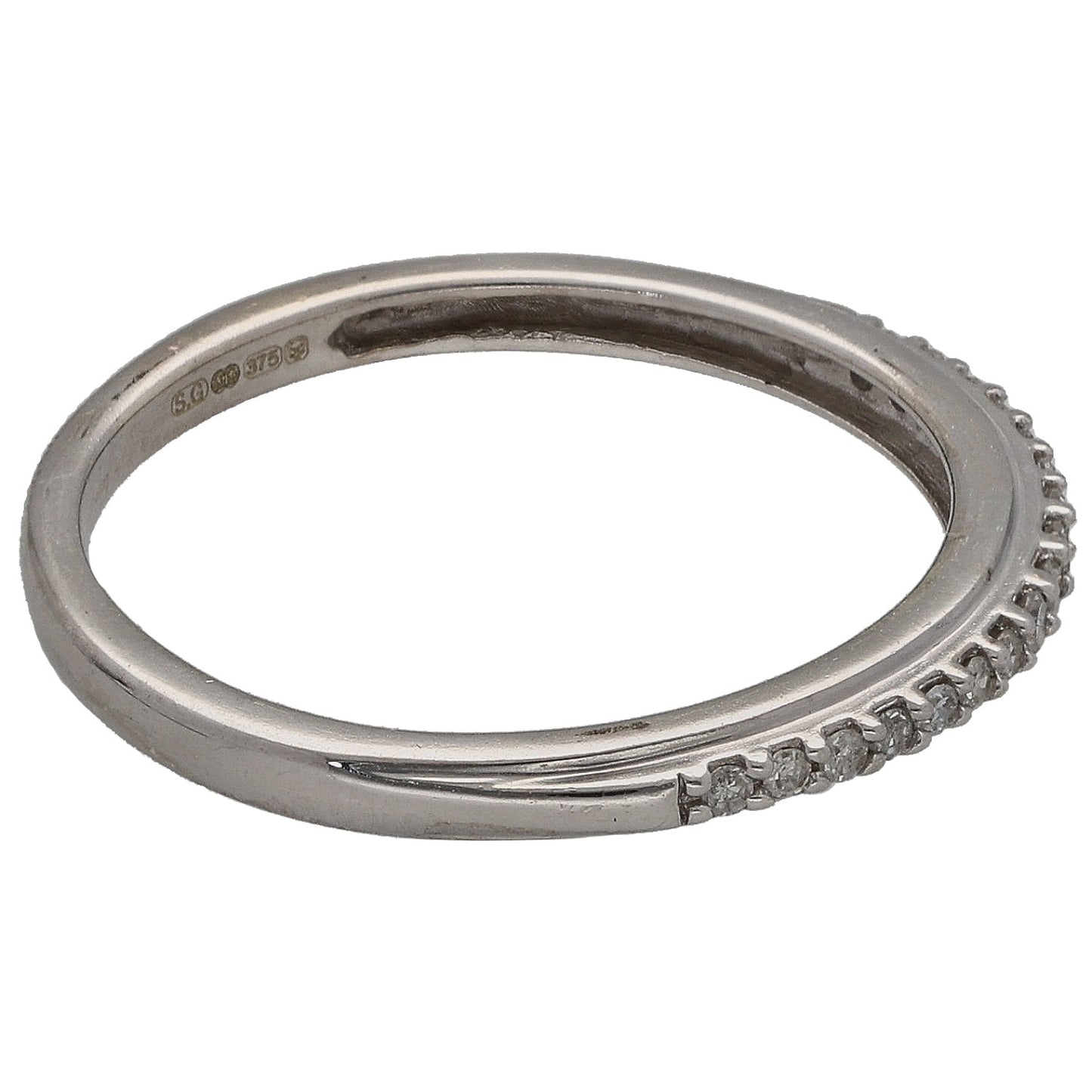 9ct White Gold 0.085ct Diamond Half Eternity Ring Size L