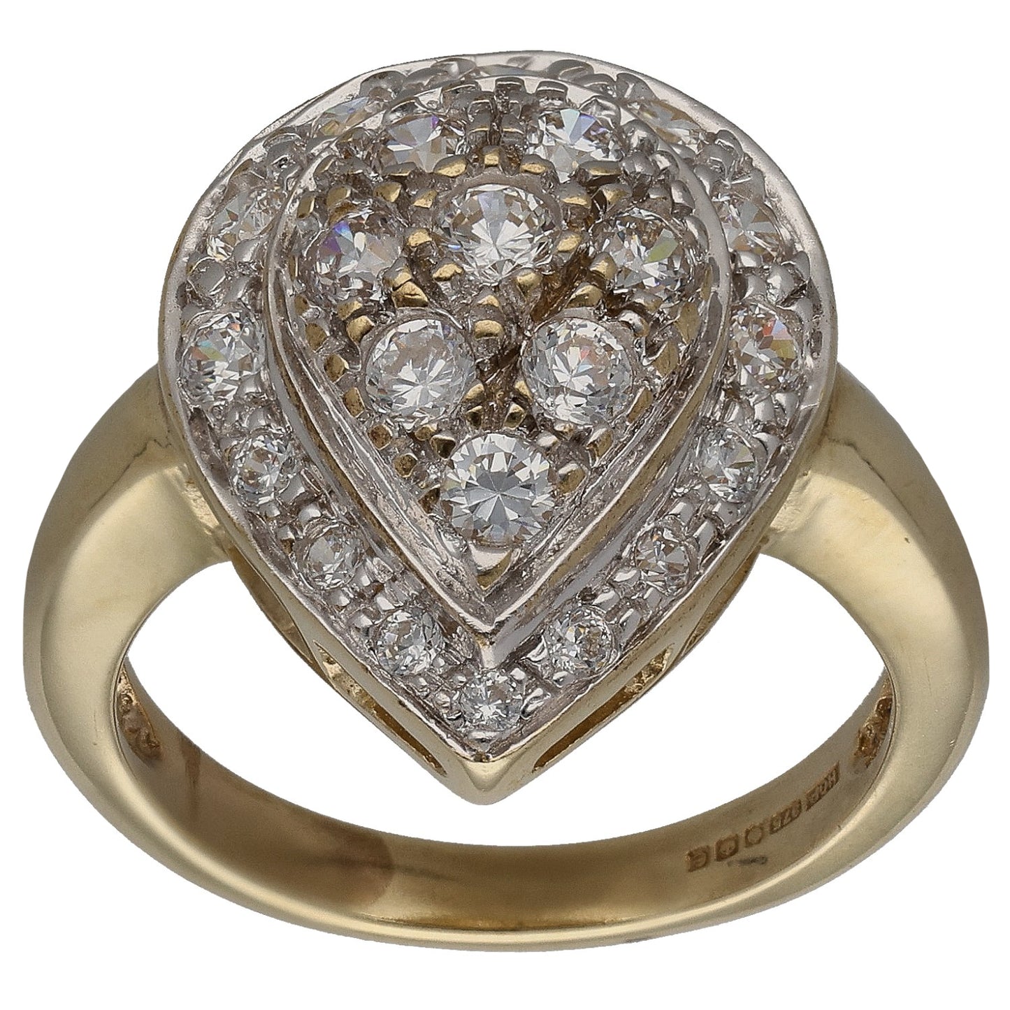 9ct Gold Cubic Zirconia Dress/Cocktail Ring Size P