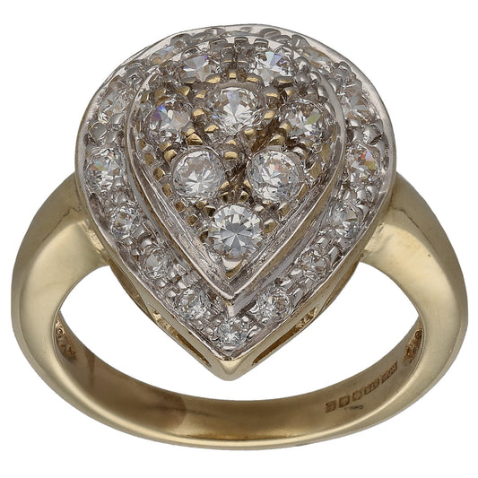 9ct Gold Cubic Zirconia Dress/Cocktail Ring Size P