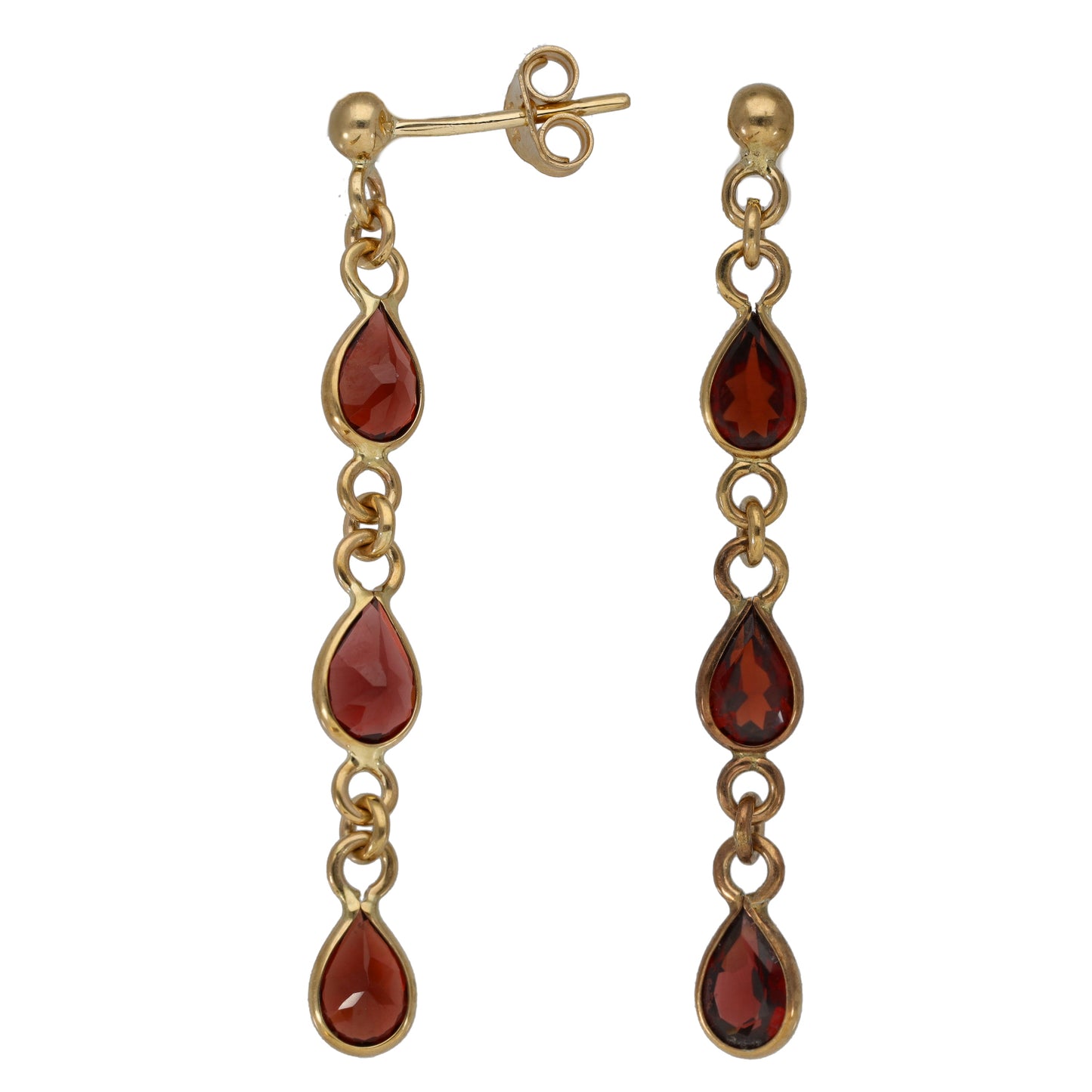9ct Gold Garnet Drop Earrings