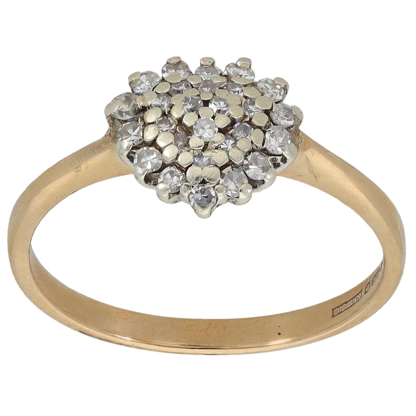 9ct Gold 0.27ct Diamond Cluster Ring Size N