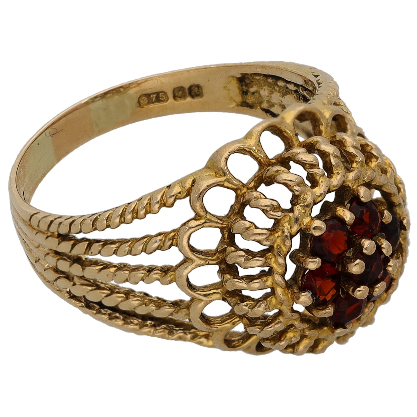 9ct Gold Garnet Dress/Cocktail Ring Size O