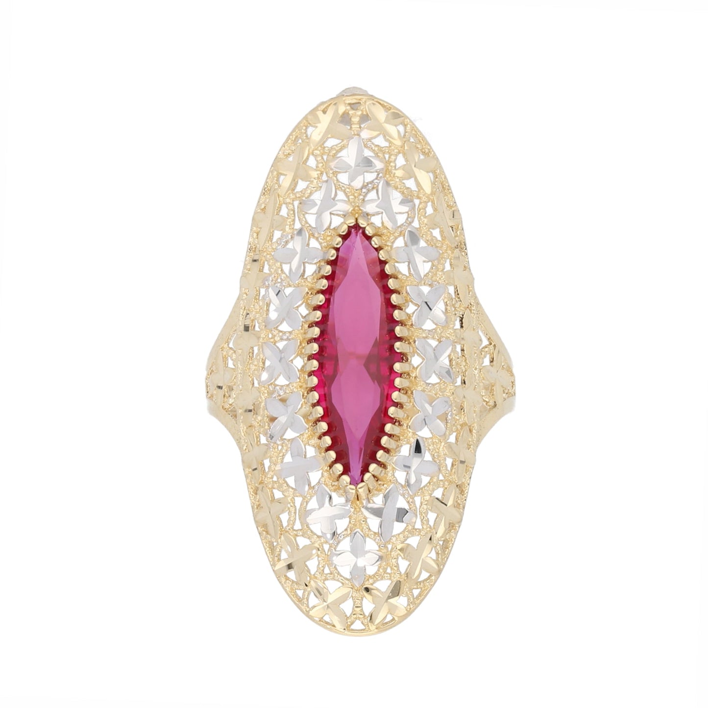 14ct Gold Red Stone Dress/Cocktail Ring