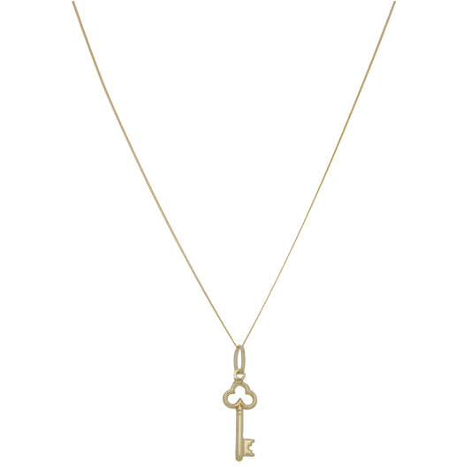 New 9ct Gold Key Pendant With Chain 18"