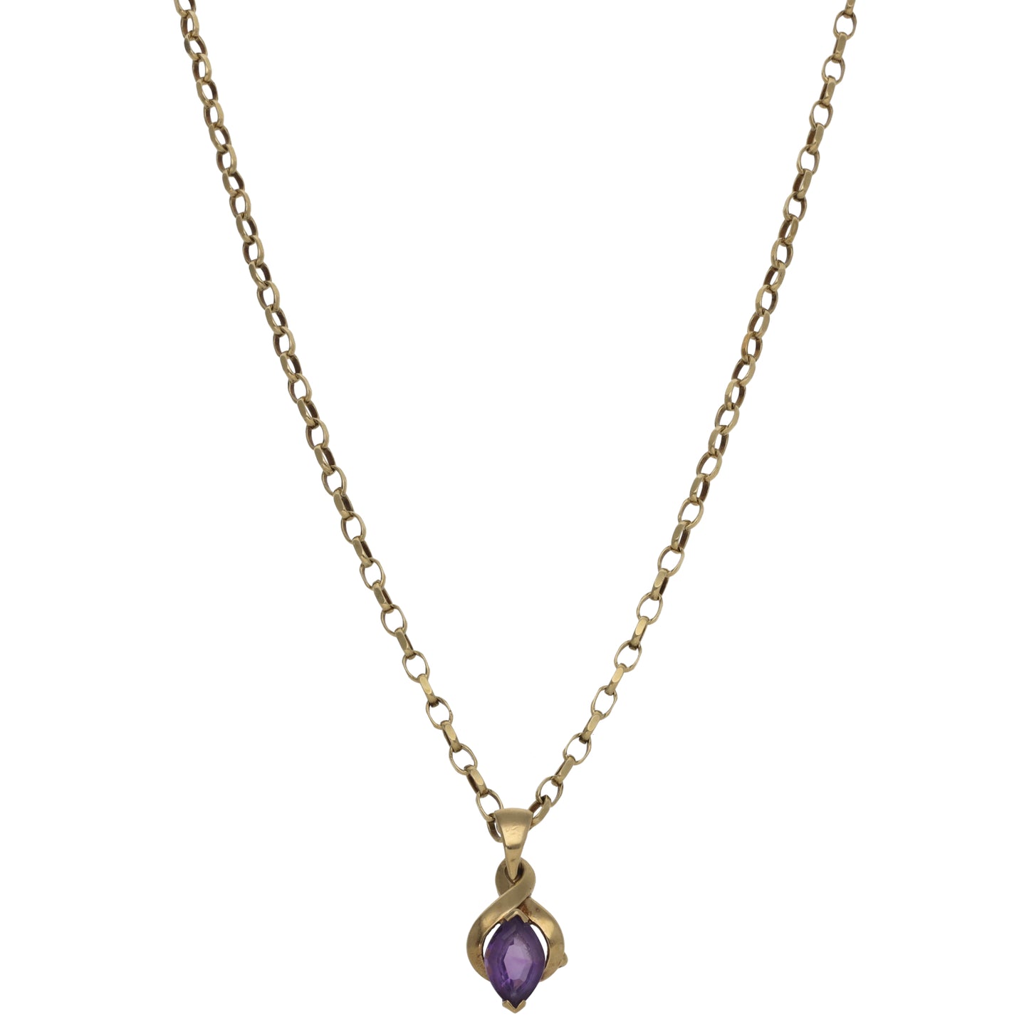 9ct Gold Amethyst Single Stone Pendant With Chain