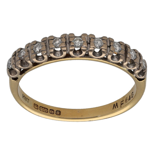 18ct Gold 0.09ct Diamond Half Eternity Ring Size O
