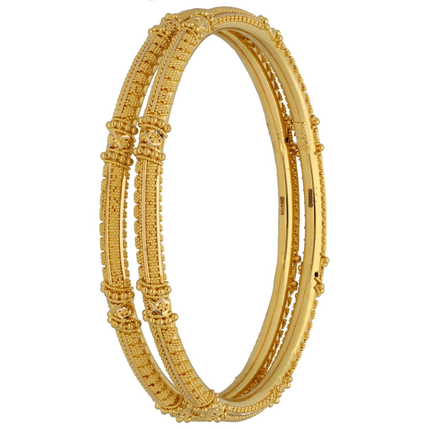 New 22ct Gold Textured Fancy Set Of Bangles