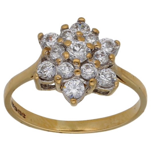 9ct Gold Cubic Zirconia Cluster Ring Size O