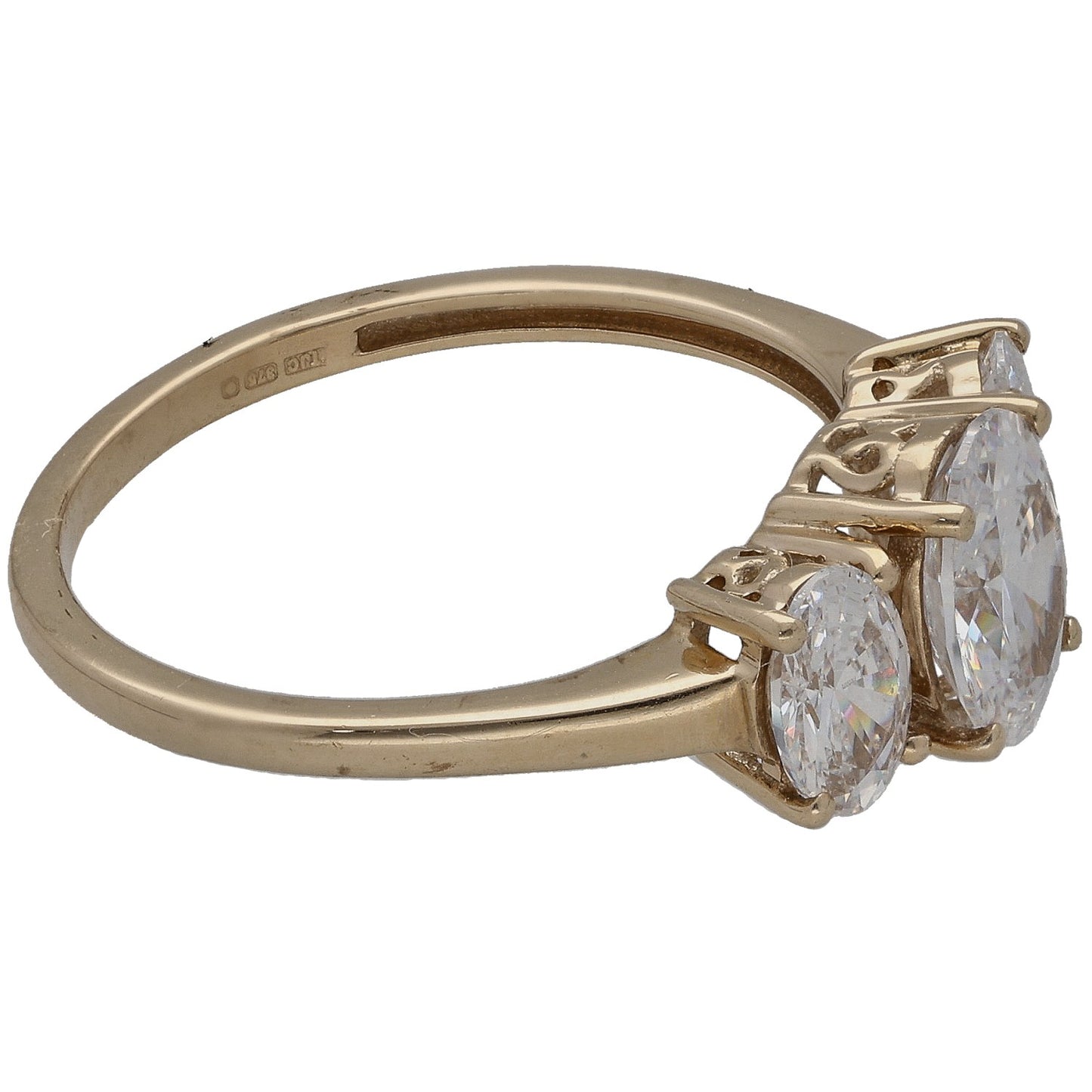 9ct Gold Cubic Zirconia Trilogy Ring Size O
