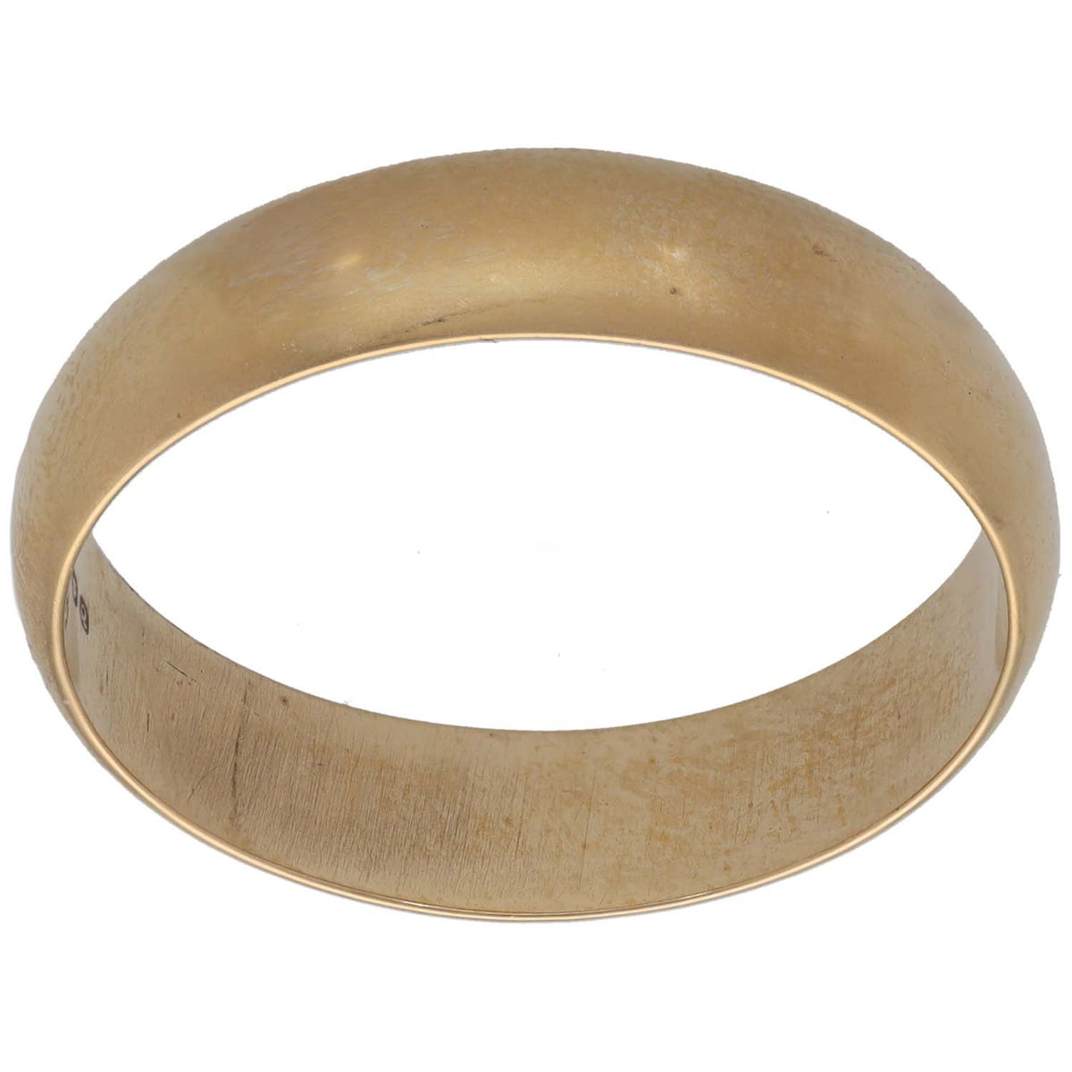 Plain 9ct gold wedding ring, smooth band profile