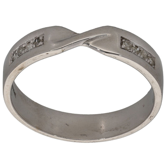 9ct White Gold 0.04ct Diamond Half Eternity Ring Size N