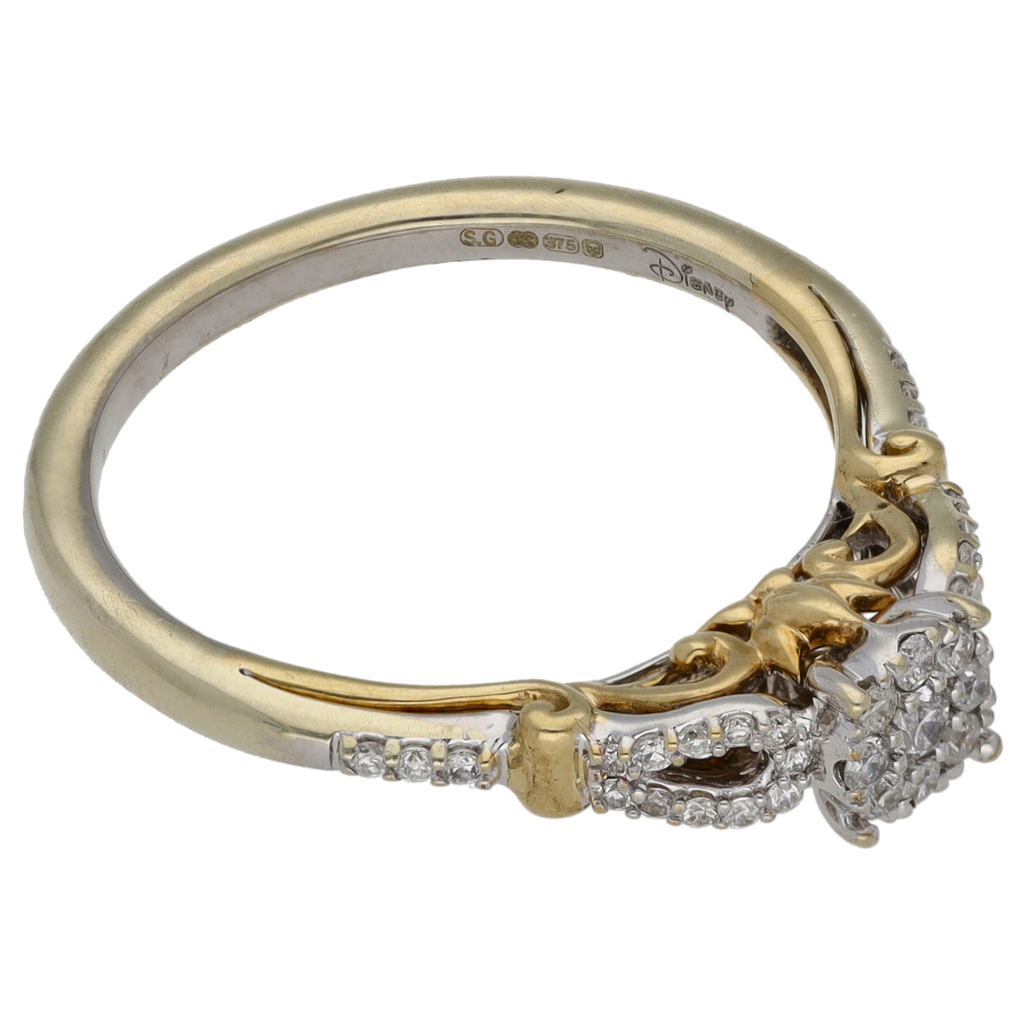 9ct Bi-Colour Gold 0.20ct Diamond Enchanted Disney Tiana Ring Size N