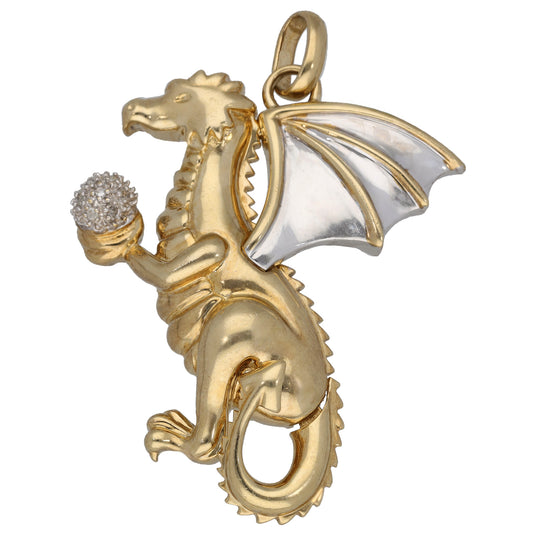 9ct Gold 0.07ct Diamond Dragon Pendant