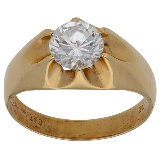 9ct Gold Cubic Zirconia Single Stone Ring Size R