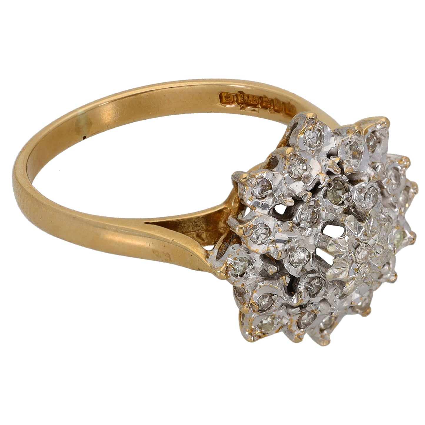 9ct Gold 0.25ct Diamond Cluster Ring Size N