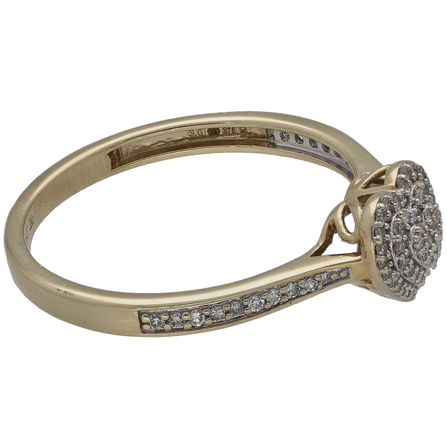 9ct Gold 0.185ct Diamond Cluster Ring Size R